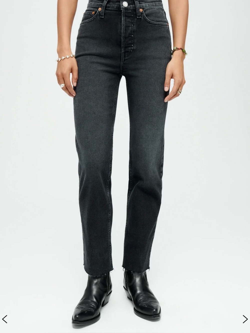 Re/done COMFORT STRETCH HIGH RISE STOVE PIPE - washed Noir